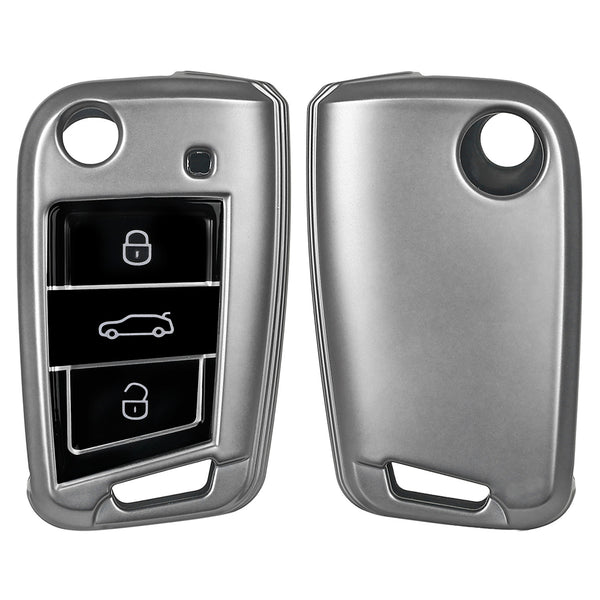 JVCV® Soft Matte Finish TPU Cover Compatible with Skoda & Volkswagen Folding Key