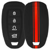 Car Key Cover Compatible with Hyundai Verna 2023 Car 4 Button Smart Key - Rally Stripe (Black Red)