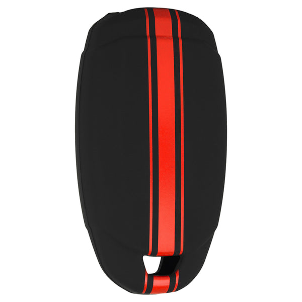 Car Key Cover Compatible with Hyundai Verna 2023 Car 4 Button Smart Key - Rally Stripe (Black Red)