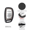 Car Styling Soft Carbon Fiber Pattern Key Cover Compatible With Hyundai Push Button Start Smart Key With Keychain, Black