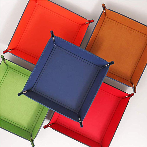 JVCV® PU Leather Valet Tray – Premium Desktop Organizer for Keys, Phone, Wallet, Coins & Jewelry (Catchall Nightstand Tray)