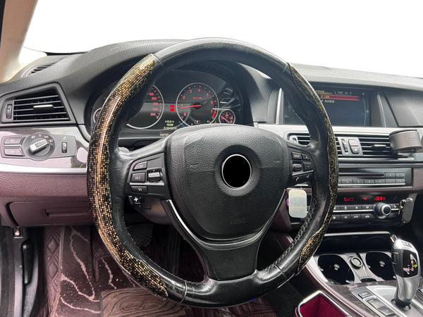 JVCV® 2 Pcs Universal Fit Checkered Pattern High Gloss Segmented Steering Wheel Cover – Hard Car Wheel Grip | Non-Slip Cover Protector | Interior Accessory