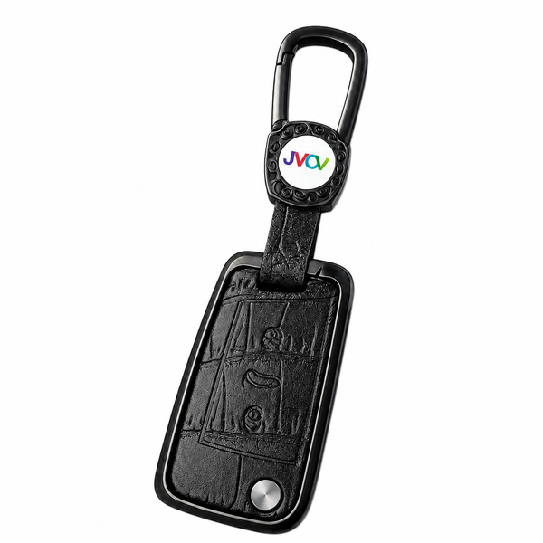 JVCV® Premium Metal & Leather Key Cover – Compatible with Skoda Kushaq, Octavia, Kodiaq, Superb & Volkswagen Taigun, Tiguan, Virtus Folding Key