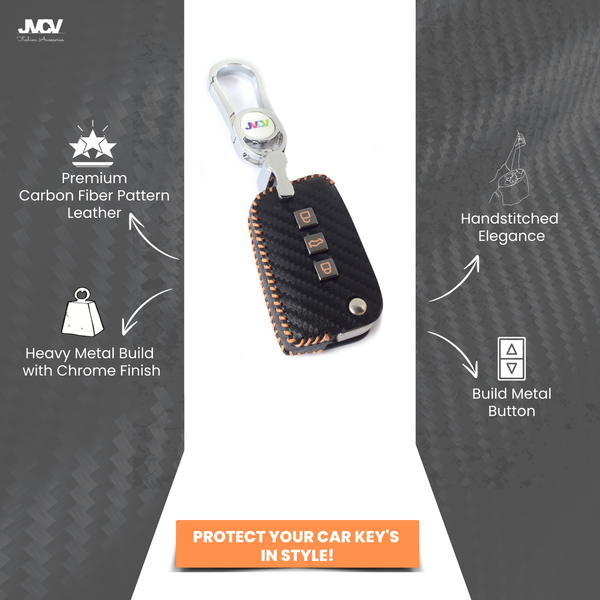 JVCV® Handmade Carbon-Fiber Pattern Leather Key Cover – Skoda Folding Keys