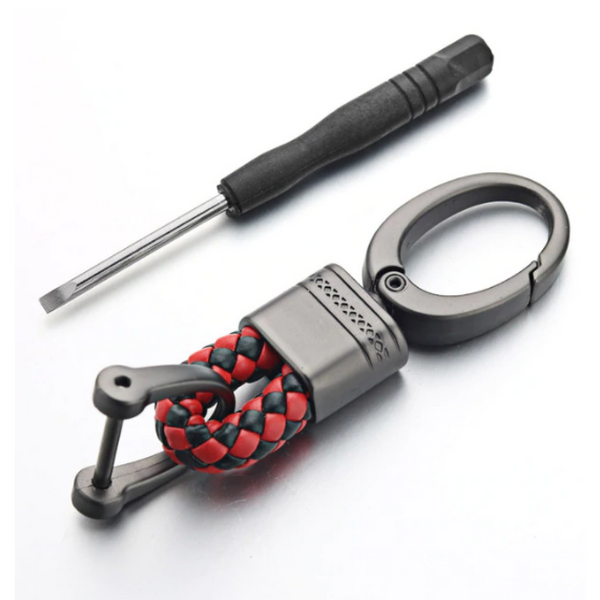 2 Pack Genuine Leather Keychain with Zinc Alloy Buckle Keyring