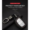 Car Styling Soft Carbon Fiber Pattern Key Cover Compatible With Hyundai Push Button Start Smart Key With Keychain, Black