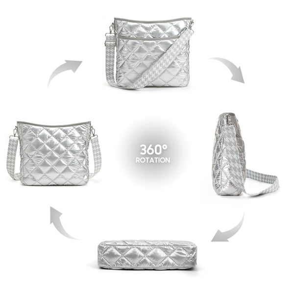 JVCV® Women’s Quilted Puffer Crossbody Bag – Lightweight & Stylish Shoulder Bag with Adjustable Strap – Perfect for Everyday & Travel