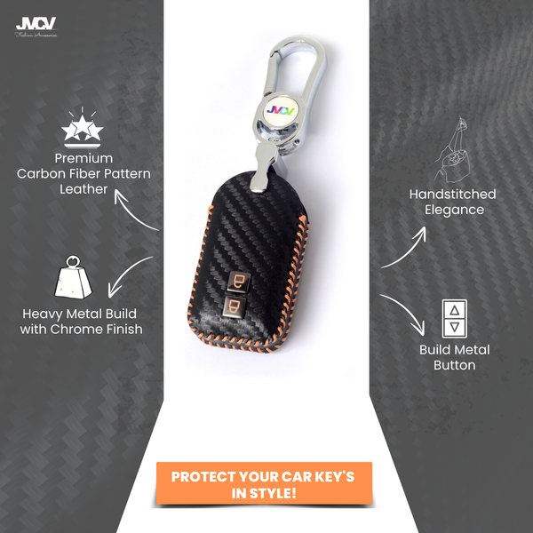 JVCV® Handmade Carbon Fiber Pattern Leather Key Cover Compatible with Suzuki Jimny Fronx Grand Vitara Baleno XL6 Swift Ertiga Dzire Rumion Urban Cruiser Glanza, Hyryder Smart Key