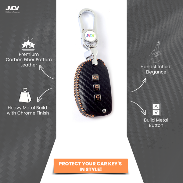 JVCV® Handmade Carbon-Fiber Pattern Leather Key Cover