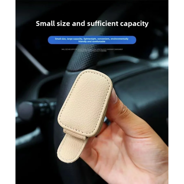 Single Pack Sunglasses Holder for Car Visor - Magnetic Leather Sunglasses Holder and Ticket Card Clip - Car Visor Accessories