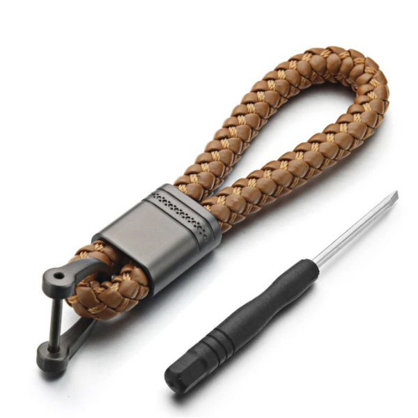 2 Pack Genuine Leather Keychain with Zinc Alloy Buckle Keyring