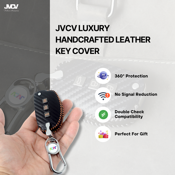 JVCV® Handmade Carbon-Fiber Pattern Leather Key Cover