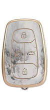 JVCV® Marble Gold Border TPU Key Cover Compatible with Tata Nexon, Harrier, Tiago EV, Altroz, Tigor, Safari, Nexon EV, Punch, Punch EV 4 Button Smart Key