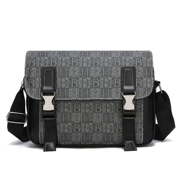 JVCV® Men’s Premium Crossbody Messenger Bag – Stylish PU Leather Office & College Shoulder Bag with Modern Logo Print