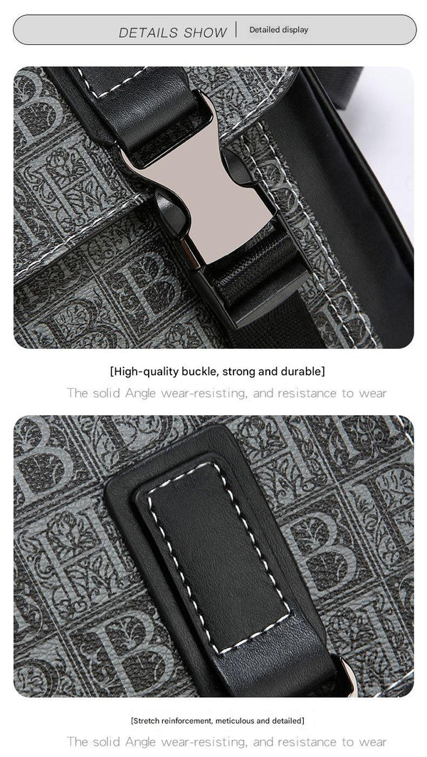 JVCV® Men’s Premium Crossbody Messenger Bag – Stylish PU Leather Office & College Shoulder Bag with Modern Logo Print