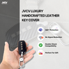 JVCV® Handmade Carbon-Fiber Pattern Leather Key Cover – Hyundai 4‑Button Smart Key (with Keychain)