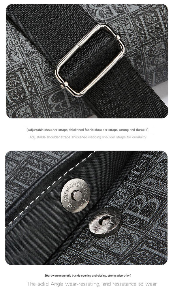 JVCV® Men’s Premium Crossbody Messenger Bag – Stylish PU Leather Office & College Shoulder Bag with Modern Logo Print