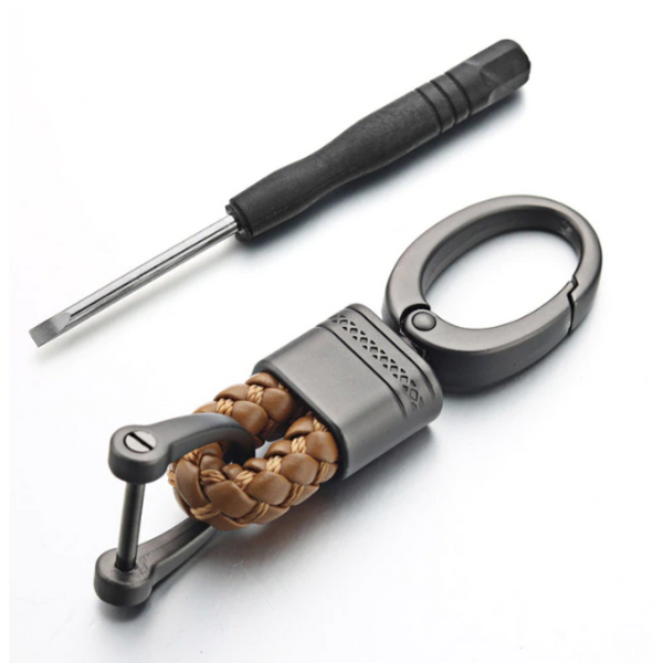 2 Pack Genuine Leather Keychain with Zinc Alloy Buckle Keyring