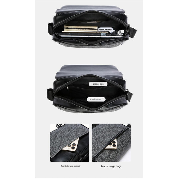 JVCV® Men’s Premium Crossbody Messenger Bag – Stylish PU Leather Office & College Shoulder Bag with Modern Logo Print