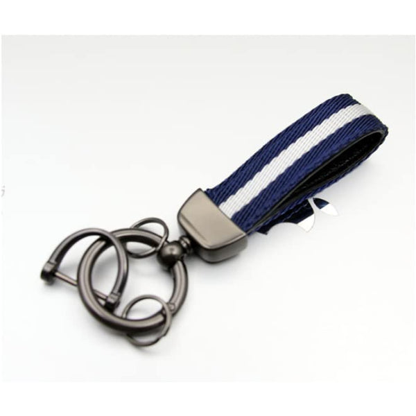 JVCV® Nylon & Leather Universal Keychain – 360° Rotatable Zinc‑Alloy Hook & Screw‑Cap D‑Ring, Multi‑Key Holder for Car, Bike, Home & Office (Men & Women)