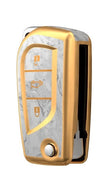 JVCV® Marble Gold Border TPU Key Cover Compatible with Toyota Innova Crysta and Corolla Altis Flip Key
