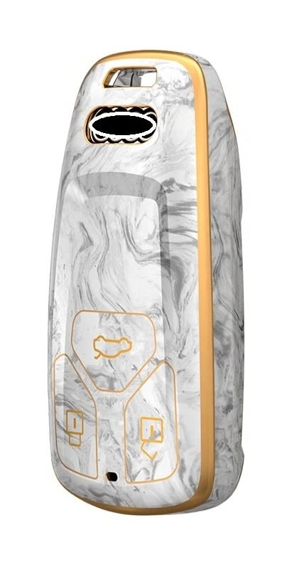 JVCV® Marble Gold Border TPU Key Cover Compatible with Audi A4 Smart Key