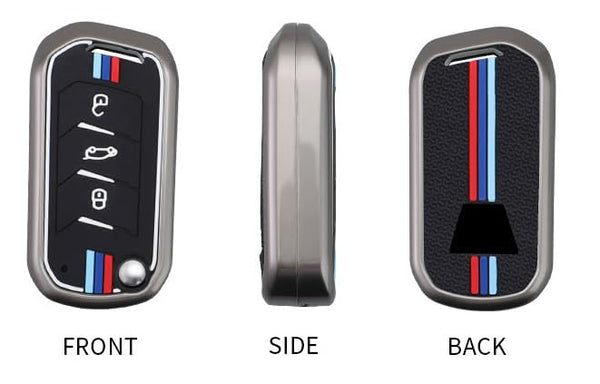 JVCV® Metal Key Cover compatible with Mahindra XUV 700, 3XO, Thar, Marazzo, Bolero, Scorpio, Scorpio N, XUV 300, TUV300 Plus and XUV 400 EV 3 Button flip Key