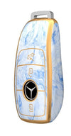 JVCV® Marble Gold Border TPU Key Cover Compatible with Benz E Series Smart Key