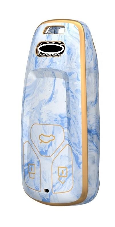 JVCV® Marble Gold Border TPU Key Cover Compatible with Audi A4 Smart Key