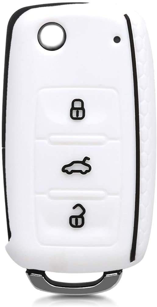 JVCV® Car Key Cover Compatible with Volkswagen Polo Vento Jetta Ameo Passat and Skoda Rapid Laura Superb Octavia Fabia Yeti Folding Key