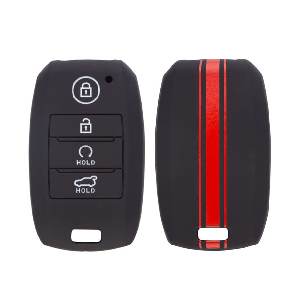 JVCV® Car Key Cover Compatible with Kia Seltos Sonet Carens 4 Button Smart Key - Rally Stripe