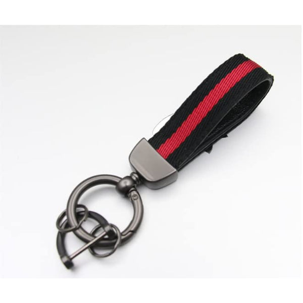 JVCV® Nylon & Leather Universal Keychain – 360° Rotatable Zinc‑Alloy Hook & Screw‑Cap D‑Ring, Multi‑Key Holder for Car, Bike, Home & Office (Men & Women)