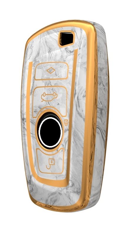 JVCV® Marble Gold Border TPU Key Cover Compatible with BMW Smart Key