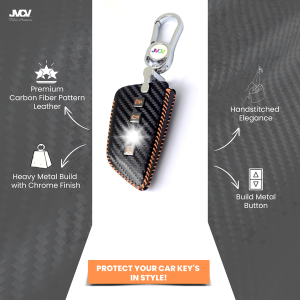 JVCV® Handmade Carbon-Fiber Pattern Leather Key Cover