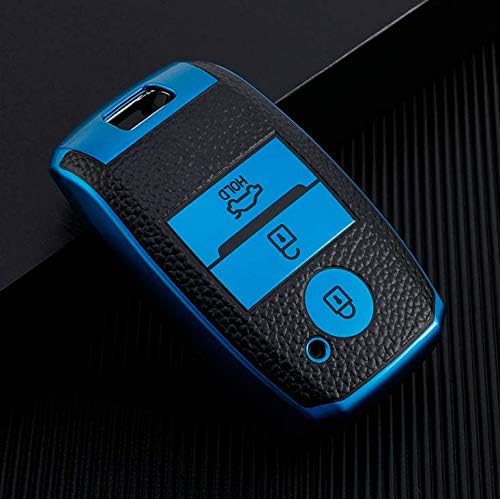 JVCV® Premium Soft TPU Leather Pattern Key Cover Compatible with Kia Seltos Sonet Carens 3 Button Push Start Car Key