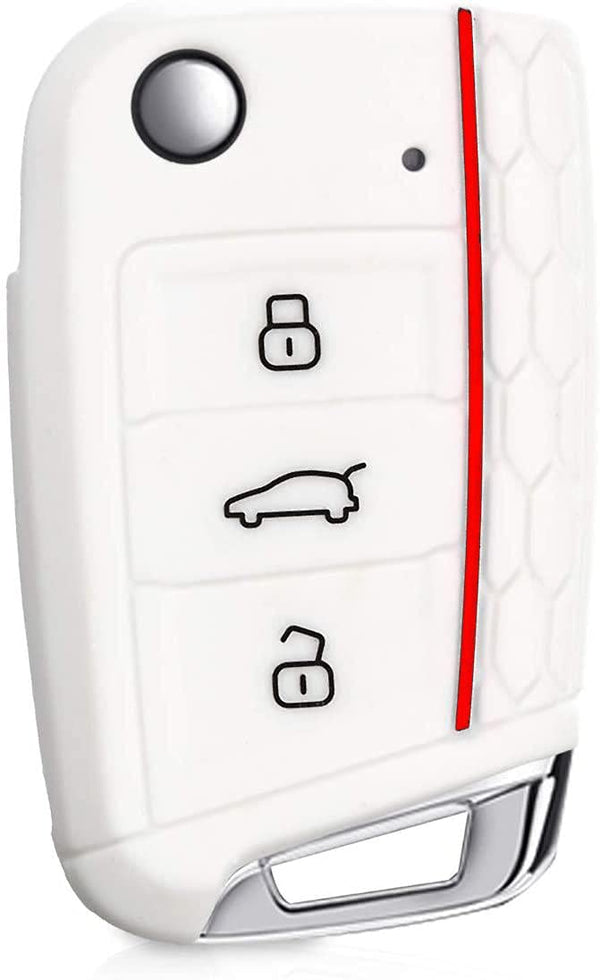 JVCV® Car Key Cover Compatible with Skoda Octavia, Kodiaq Superb Folding Key - Rally Stripe