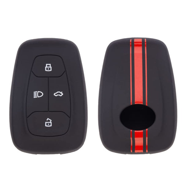 JVCV® Car Key Cover Compatible with Tata Nexon, Harrier, Tiago EV, Altroz, Tigor, Safari, Nexon EV, Punch, Punch EV 4 Button Smart Key - Rally Stripes