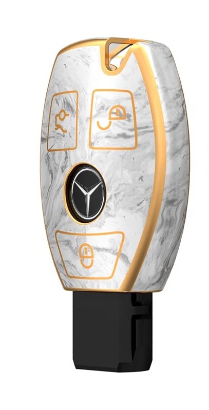 JVCV® Marble Gold Border TPU Key Cover Compatible with Mercedes Benz Smart Key