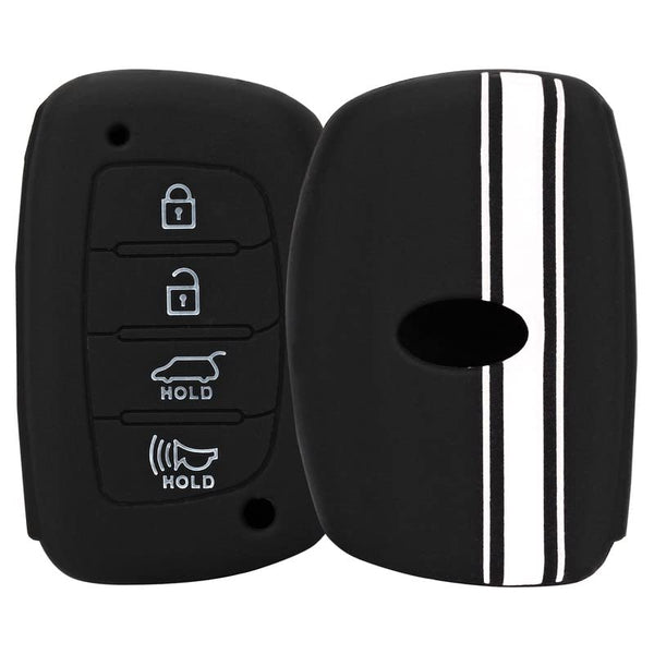JVCV® Car Key Cover Compatible with Hyundai Alcazar Creta Venue i20 Tucson Elantra 4 Button Smart Key - Rally Stripe
