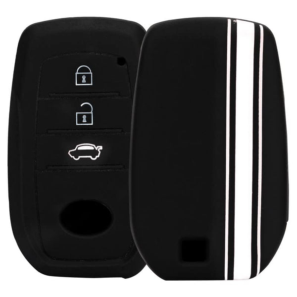 JVCV® Car Key Cover Compatible with Toyota Innova Crysta Hycross & Fortuner Smart Key - Rally Stripe
