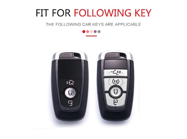 JVCV® Premium Soft TPU Leather Pattern Key Cover Compatible with Ford Ecosport Aspire Freestyle Endeavour Push Button Start Car Key