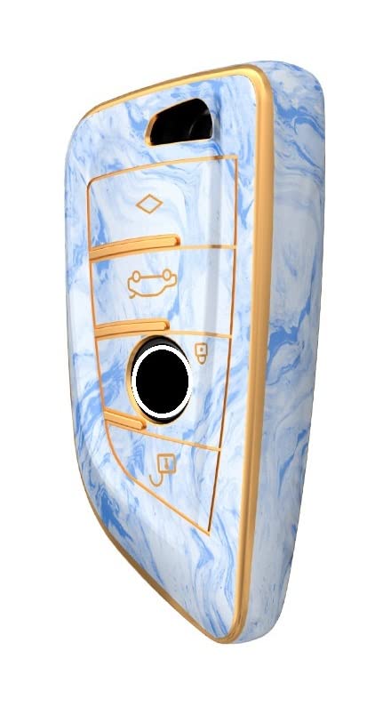 JVCV® Marble Gold Border TPU Key Cover Compatible with BMW Blade Smart Key