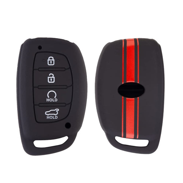 JVCV® Car Key Cover Compatible with New Hyundai Alcazar and Creta 4 Button Smart Key - Rally Stripe
