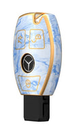 JVCV® Marble Gold Border TPU Key Cover Compatible with Mercedes Benz Smart Key