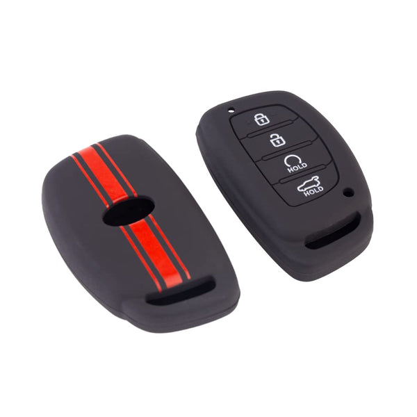 JVCV® Car Key Cover Compatible with New Hyundai Alcazar and Creta 4 Button Smart Key - Rally Stripe
