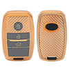 JVCV® Premium Soft TPU Leather Pattern Key Cover Compatible with Kia Seltos Sonet Carens 3 Button Push Start Car Key