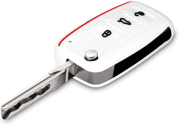 JVCV® Car Key Cover Compatible with Volkswagen Polo Vento Jetta Ameo Passat and Skoda Rapid Laura Superb Octavia Fabia Yeti Folding Key
