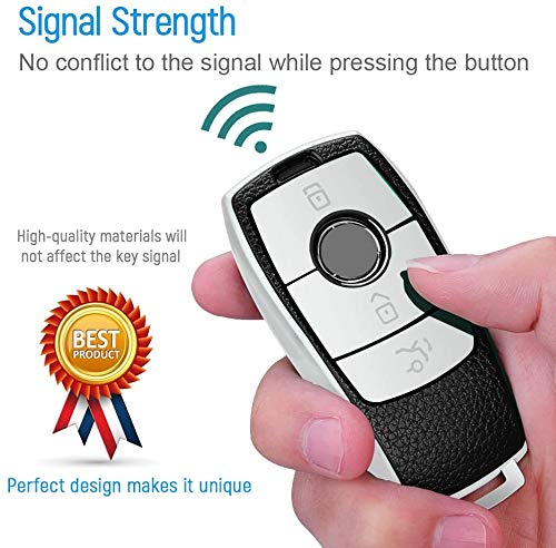 JVCV® Premium Soft TPU Leather Pattern Key Cover Compatible with Benz E Series Smart Key