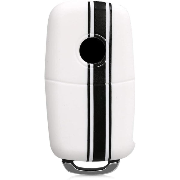 Car Key Cover Compatible with Volkswagen Polo Vento Jetta Ameo Passat and Skoda Rapid Laura Superb Octavia Fabia Yeti Folding Key - Rally Stripe