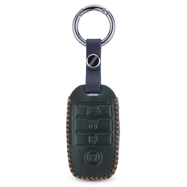 JVCV® Soft Handmade Leather Key Cover Compatible with Kia Sonet Seltos Carens 4 Button Smart Key